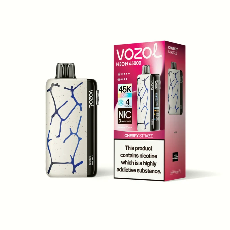 Acevape Vozol Neon 45,000 Puffs Disposable Vape, Cherry Strazz Flavor, Display, EU Warehouse