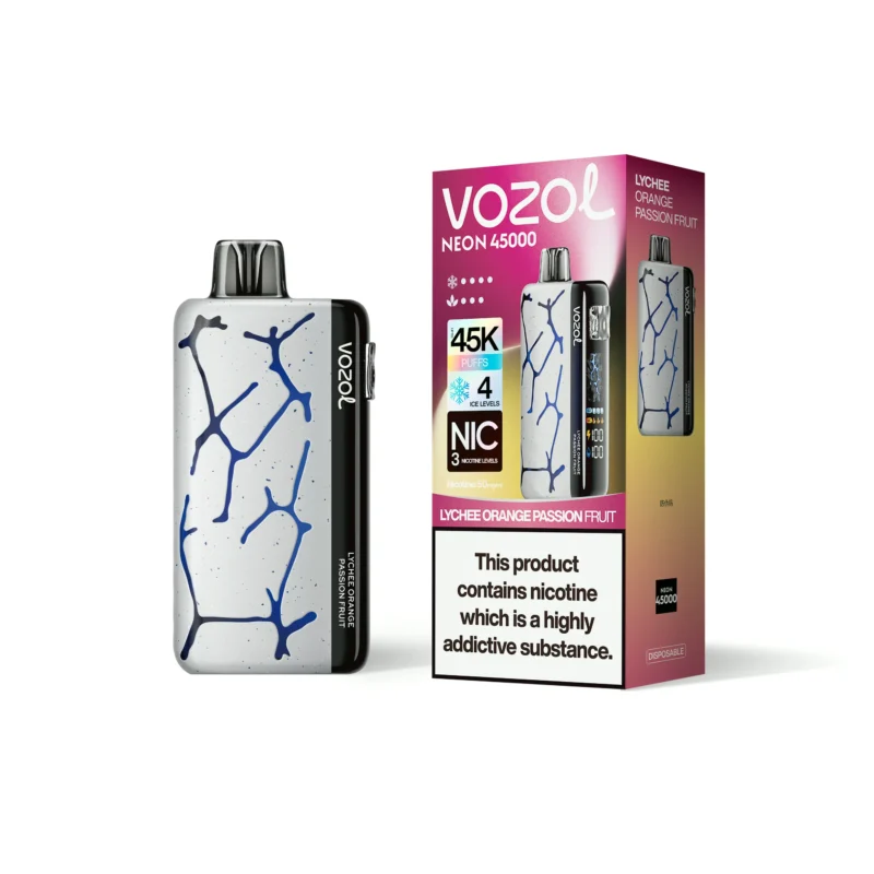 Acevape Vozol Neon 45,000 Puffs Disposable Vape Lychee Orange Passion Fruit Flavor Display EU Warehouse