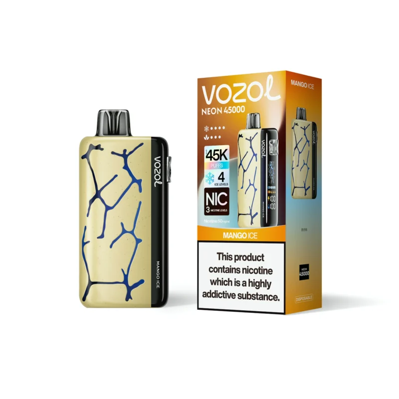 Acevape Vozol Neon 45,000 Puffs Disposable Vape, Mango Ice Flavor, Display, EU Warehouse