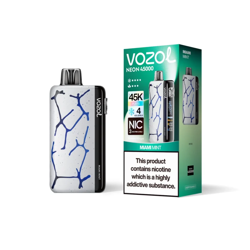 Acevape Vozol Neon 45,000 Puffs Disposable Vape Miami Mint Flavor Display EU Warehouse