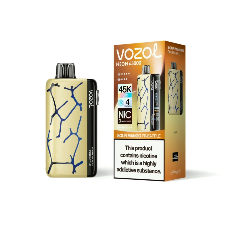 Acevape Vozol Neon 45,000 Puffs Disposable Vape, Sour Mango-Pineapple Flavor, Display, EU Warehouse
