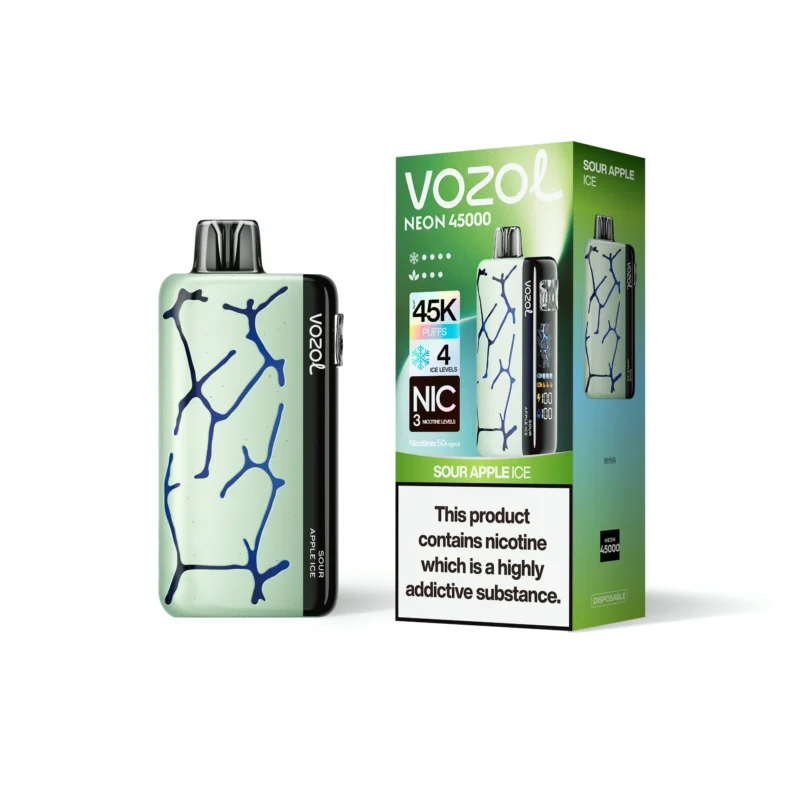 Acevape Vozol Neon 45,000 Puffs Disposable Vape Sour Apple Ice Flavor Display EU Stock