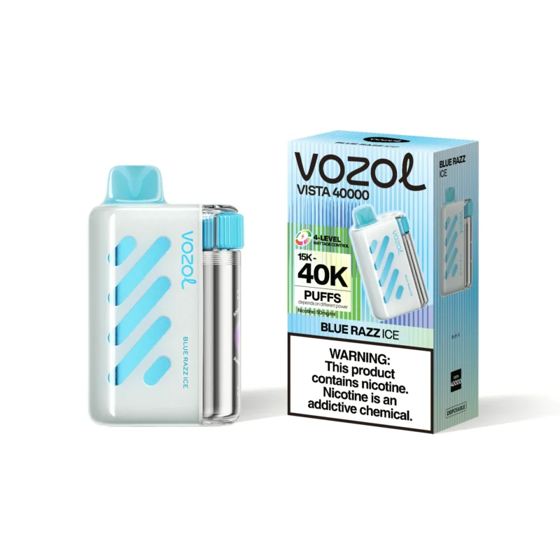 Acevape Vozol Vista 40 000 bouffées - Cigarette électronique jetable saveur framboise bleue glacée - Appareil et emballage - Stock UE - Appareil jetable