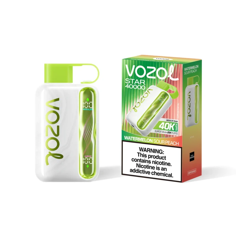 Vozol Star 40 000 bouffées - Cigarette électronique jetable « Watermelon Sour Peach »