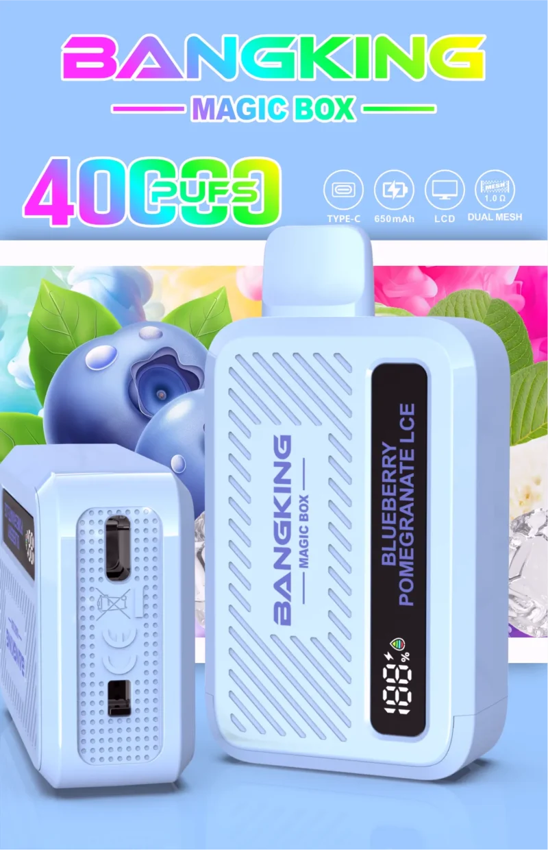 Acevape Bang King Magic Box 40,000 Puffs Blueberry Pomegranate Ice Flavor Profile 020 Disposable Vape Device