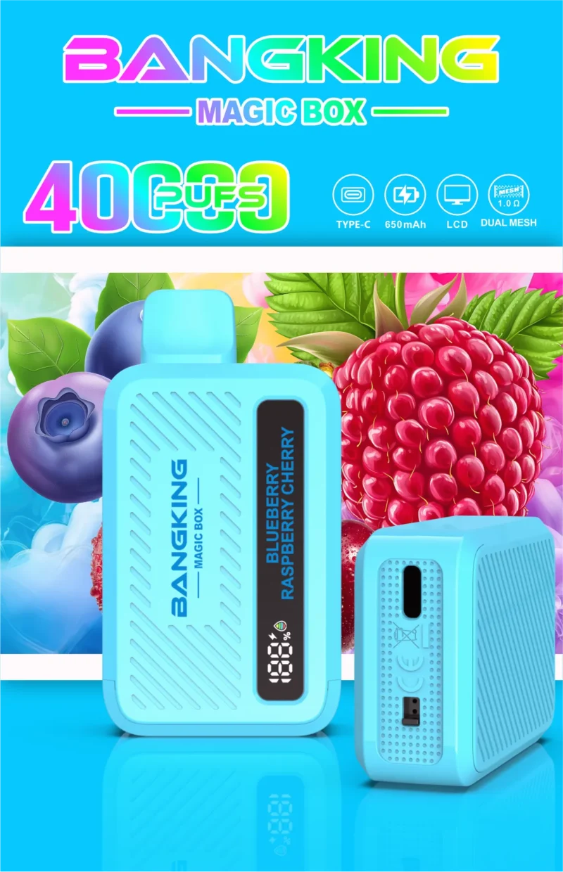 Acevape Bang King Magic Box 40,000 Puffs Blueberry, Raspberry, Cherry Flavor Profile 018 Disposable Vape Device