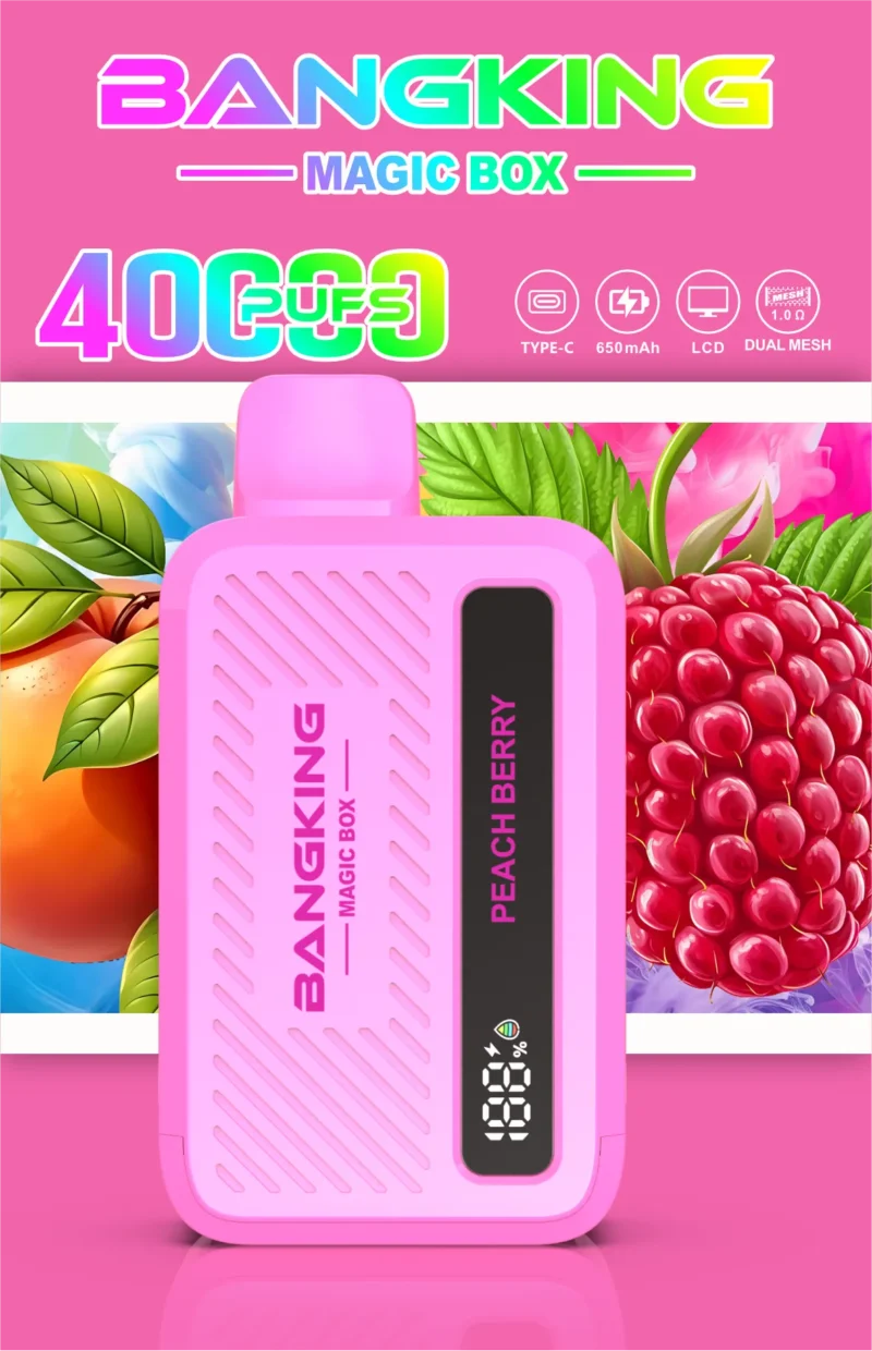 Acevape Bang King Magic Box 40,000 Puffs Peach Berry Flavor 008 Disposable Vape Device