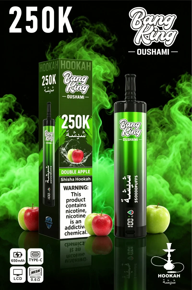 Acevape Bang King Oushami Shisha Wasserpfeife 250000 Zuege Doppelapfel Geschmacksbild 008 Disposable Vape Device