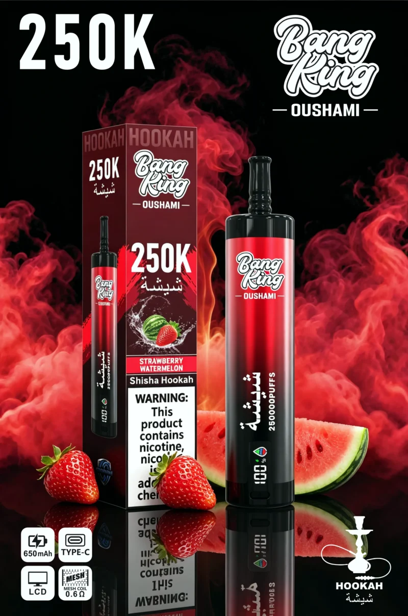 Acevape Bang King Oushami Shisha Wasserpfeife 250000 Zuege Erdbeere Wassermelone Geschmacksbild 014 Disposable Vape Devi