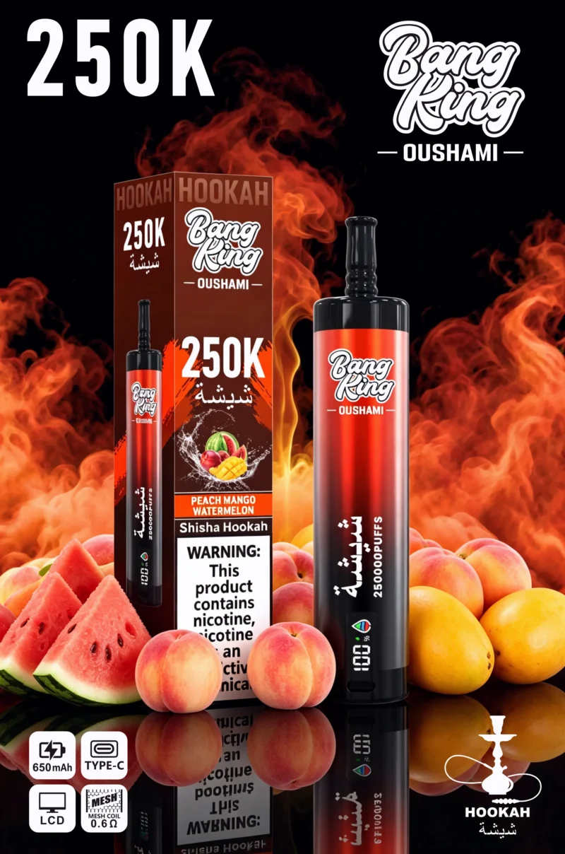 Acevape Bang King Oushami Shisha Wasserpfeife 250000 Zuege Pfirsich Mango Wassermelone Geschmacksbild 007 Disposable Vap