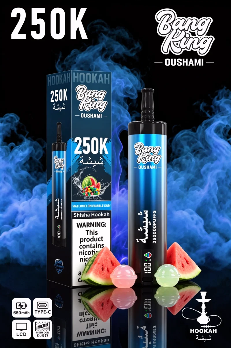 Acevape Bang King Oushami Shisha Wasserpfeife 250000 Zuege Wassermelone Kaugummi Geschmacksbild 012 Disposable Vape Devi