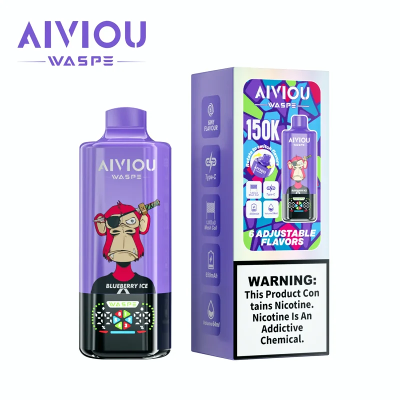 Acevape Waspe Aiviou 150,000 Puffs 6-in-1 Blueberry, Ice, Strawberry, Kiwi, Cherry Product Image 094 EU Stock Disposable Vape Dev