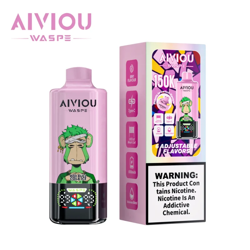 Acevape Waspe Aiviou 150,000 Puffs 6-in-1 Red Bull, Cola, Ice, Strawberry, Raspberry, Cherry, Blackberry, Dragon Fruit Product Image