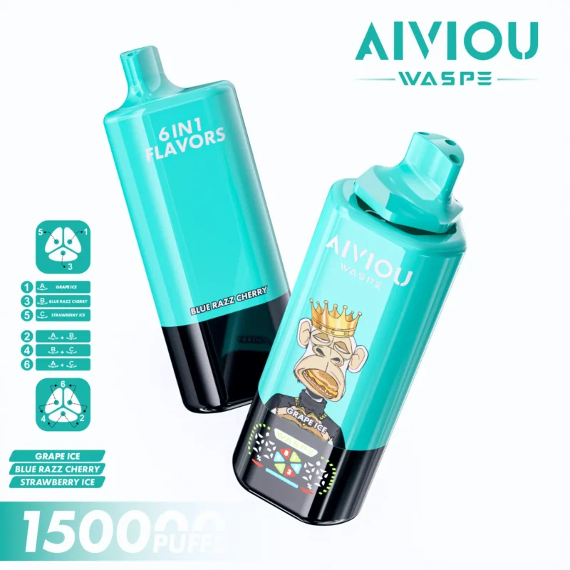 Acevape Waspe Aiviou 150,000 Puffs 6-in-1 Grape, Ice, Blue Razz, Cherry, Strawberry Product Image 097 EU Stock Disposable Vape