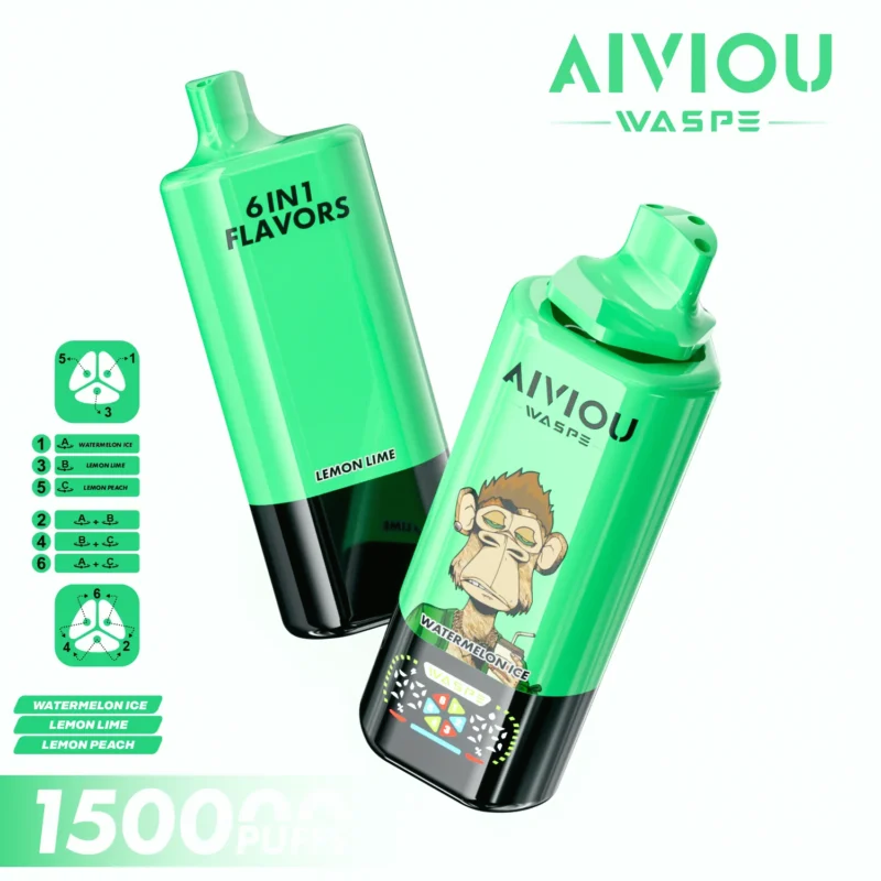 Acevape Waspe Aiviou 150,000 Puffs 6-in-1 Watermelon, Ice, Lemon, Lime, Peach Product Image 100 EUR In Stock Disposable V