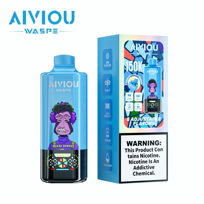 Acevape Waspe Aiviou 150,000 Puffs 6-in-1 150k Vape Berry Mix Black Dragon Ice Strawberry Cherry Cola Product Image 06
