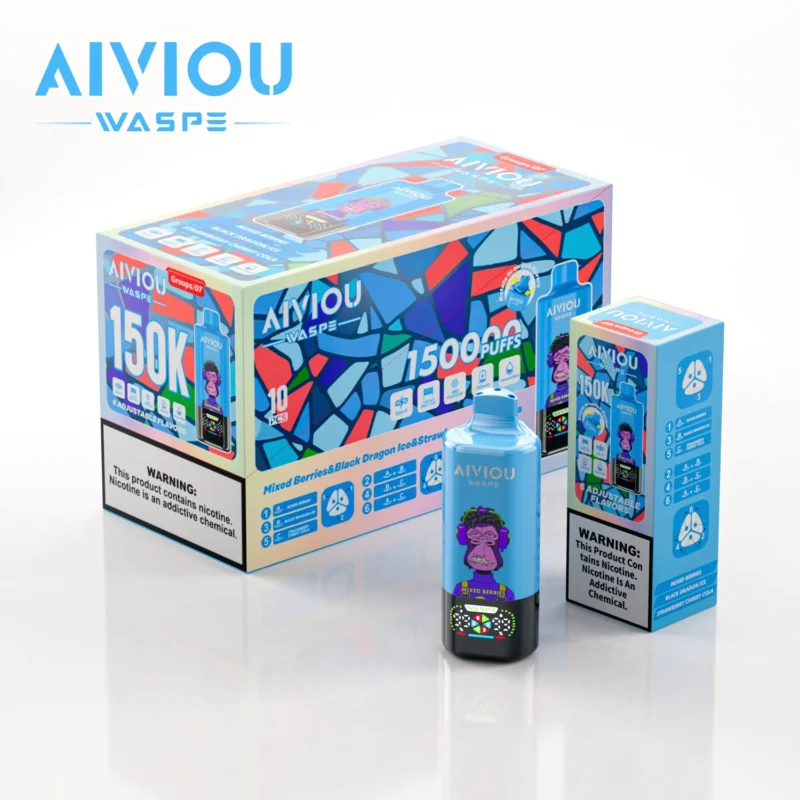 Acevape Waspe Aiviou 150,000 Puffs 6-in-1 150k Vape Berry Mix Black Dragon Ice Strawberry Cherry Cola Product Image 06 Detail