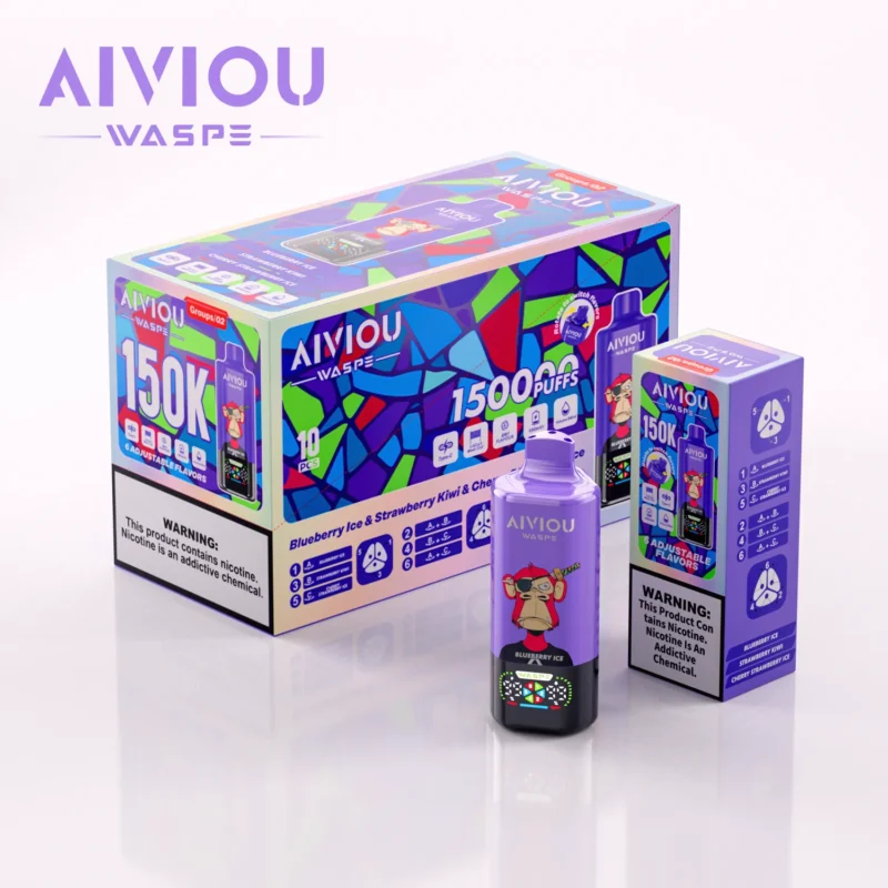 Acevape Waspe Aiviou 150,000 Puffs 6-in-1 150k Vape Blueberry Ice Strawberry Kiwi Cherry Product Image 053 EU Stock Disposable