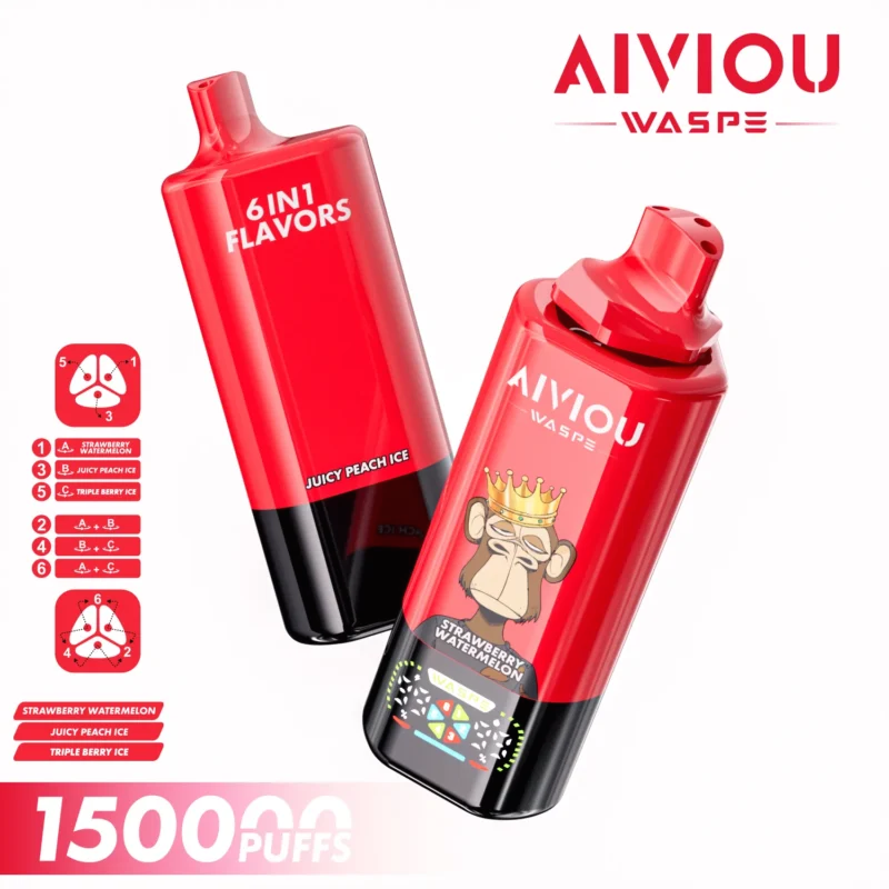 Acevape Waspe Aiviou 150,000 Puffs 6-in-1 150k Vape Strawberry Watermelon Juicy Peach Ice Triple Berry Egg Product Details