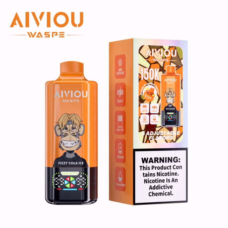 Acevape Waspe Aiviou 150,000 Puffs 6-in-1 150k Vape Fizzy Cola Ice Energy Drink Cherry Product Image 057 EU Stock Disposable