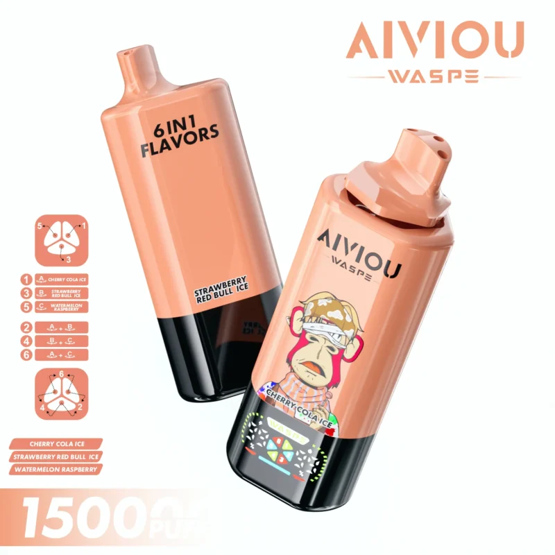 Acevape Waspe Aiviou 150,000 Puffs 6-in-1 150k Vape Cherry, Cola, Ice, Strawberry, Red Bull, Watermelon, Raspberry Product Image 05 Detail