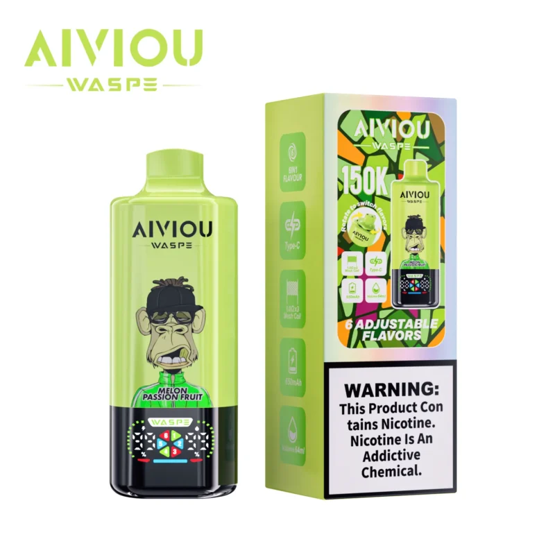 Acevape Waspe Aiviou 150,000 Puffs 6-in-1 150k Vape Melon, Passion Fruit, Blackberry, Ice, Apple, Kiwi Product Image 062 In Stock in the EU