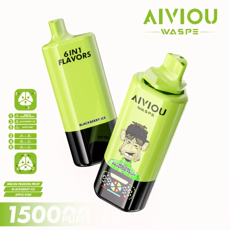 Acevape Waspe Aiviou 150,000 Puffs 6-in-1 150k Vape Melon, Passion Fruit, Blackberry, Ice, Apple, Kiwi Product Image 064 In Stock in the EU