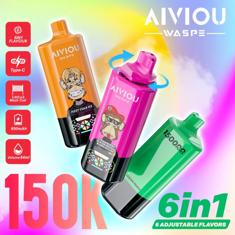 Acevape Waspe Aiviou 150,000 Puffs 6-in-1 150k Vape Product Image 083 EU Stock Disposable Device