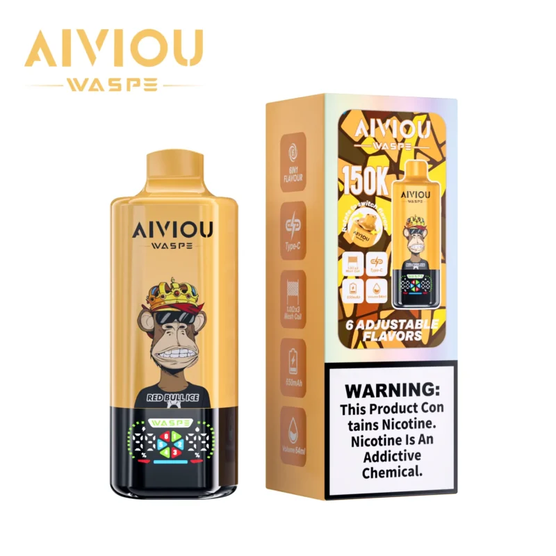 Acevape Waspe Aiviou 150,000 Puffs 6-in-1 150k Vape Red Bull Ice Raspberry Pomp Sour Mango Strawberry Product Image 068 EU