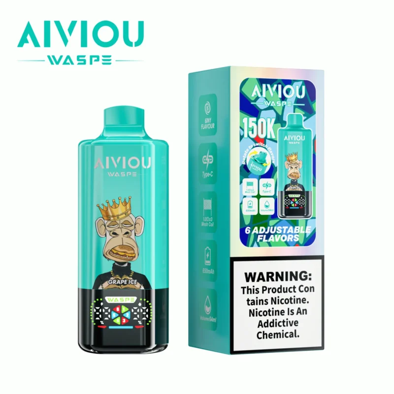Acevape Waspe Aiviou 150,000 Puffs 6-in-1 150k Vape Grape Ice Blue Razz Cherry Strawberry Product Image 060 EU In Stock Available