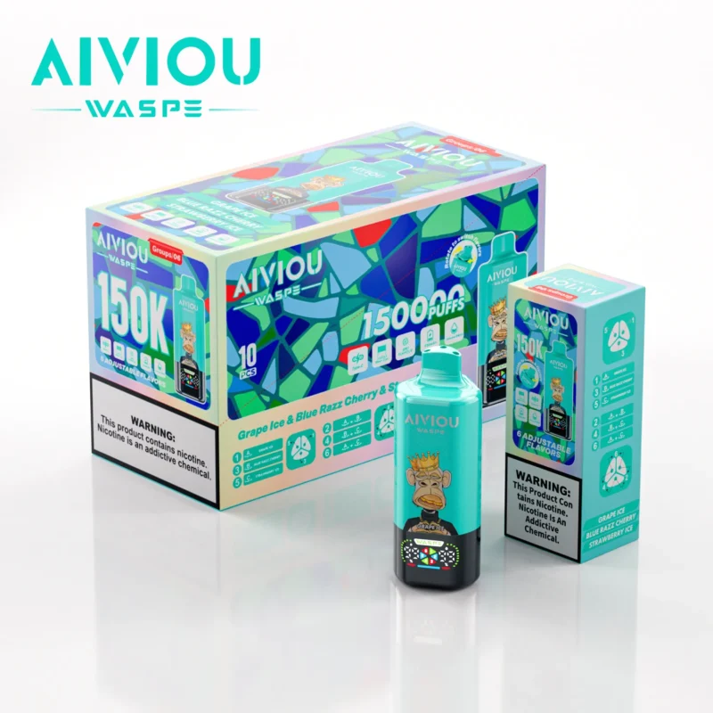 Acevape Waspe Aiviou 150,000 Puffs 6-in-1 150k Vape Grape, Ice, Blue Razz, Cherry, Strawberry Product Image 061 EU Stock Available