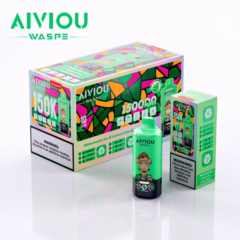 Acevape Waspe Aiviou 150,000 Puffs 6-in-1 150k Vape Watermelon Ice Lemon Lime Peach Product Image 081 EU Stock Tue