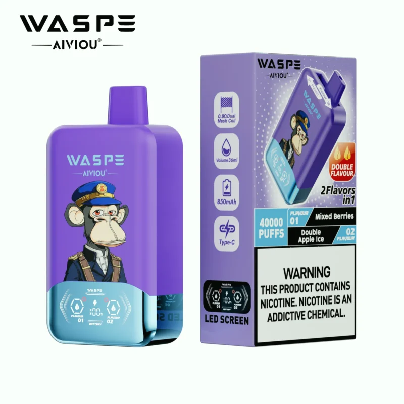 Acevape Waspe Aiviou 40000 Zuege 2 In 1 40k Vape Beerenmix Doppelapfel Eis Produktbild 024 Eu Lager Disposable Device