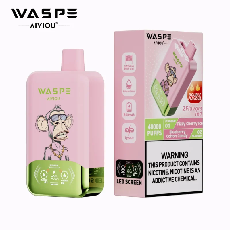 Acevape Waspe Aiviou 40000 Zuege 2 In 1 40k Vape Fizzy Kirsche Eis Blaubeere Zuckerwatte Produktbild 015 Eu Lager Dispos