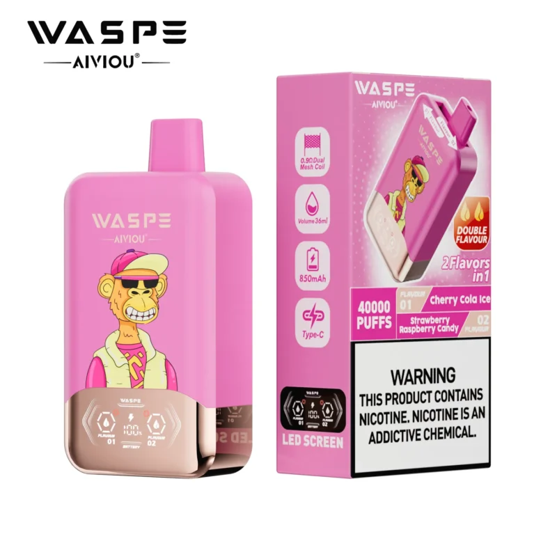 Acevape Waspe Aiviou 40000 Zuege 2 In 1 40k Vape Kirsche Cola Eis Erdbeere Himbeere Candy Produktbild 012 Eu Lager Dispo