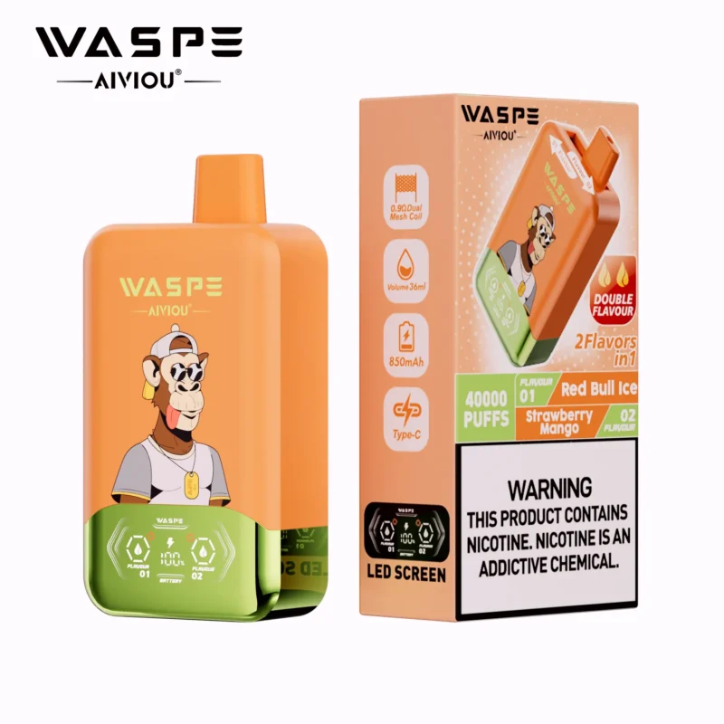 Acevape Waspe Aiviou 40000 Zuege 2 In 1 40k Vape Red Bull Eis Erdbeere Mango Produktbild 033 Eu Lager Disposable Device