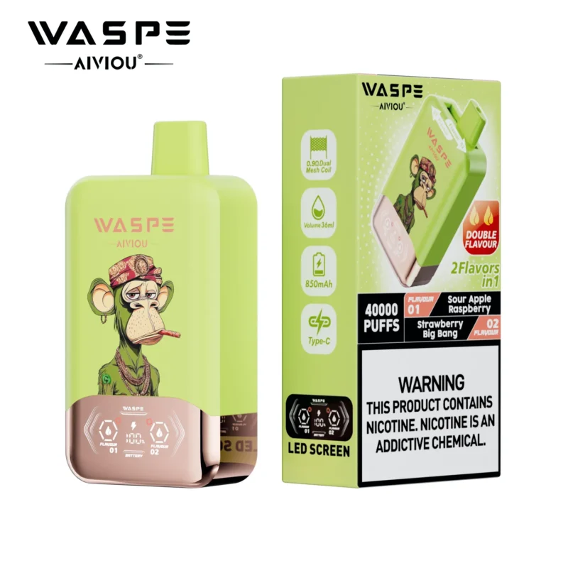 Acevape Waspe Aiviou 40000 Zuege 2 In 1 40k Vape Sour Apple Raspberry Strawberry Big Bang Produktbild 039 Eu Lager Dispo