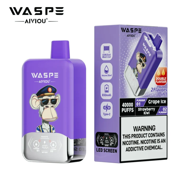 Acevape Waspe Aiviou 40000 Zuege 2 In 1 40k Vape Traube Eis Erdbeere Kiwi Produktbild 016 Eu Lager Disposable Device