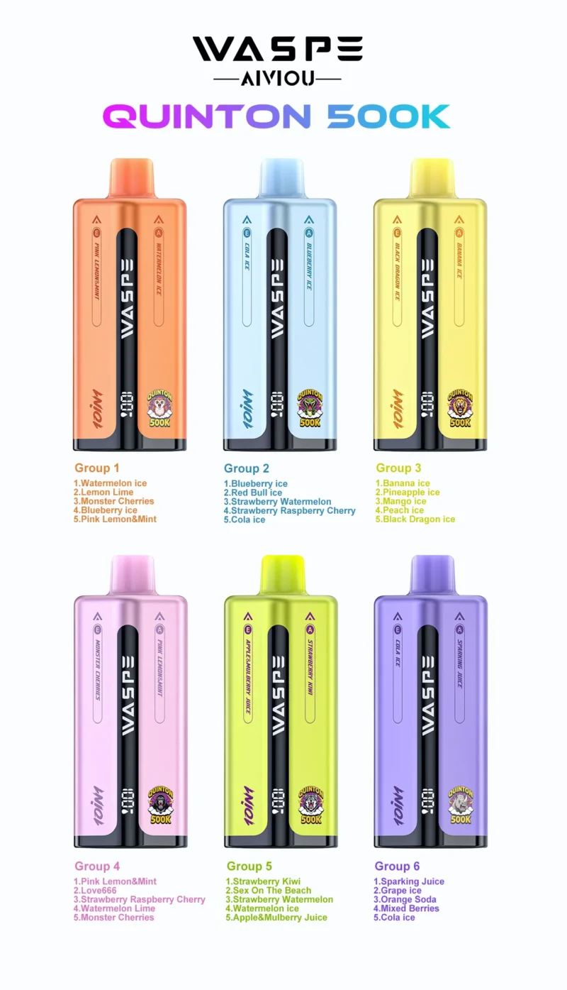 Acevape Waspe Quinton 500000 Zuege 10 In 1 500k Vape Six Color Options Chart Produktbild 080 Eu Lager Disposable Device